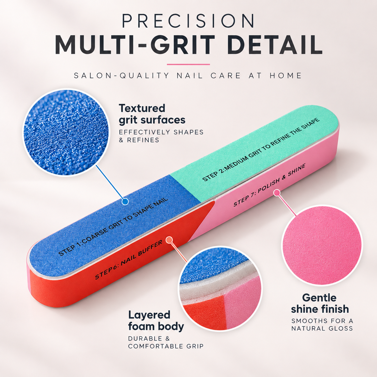 7-Way Nail Buffer – Shape, Smooth, Buff & Shine Natural Nails