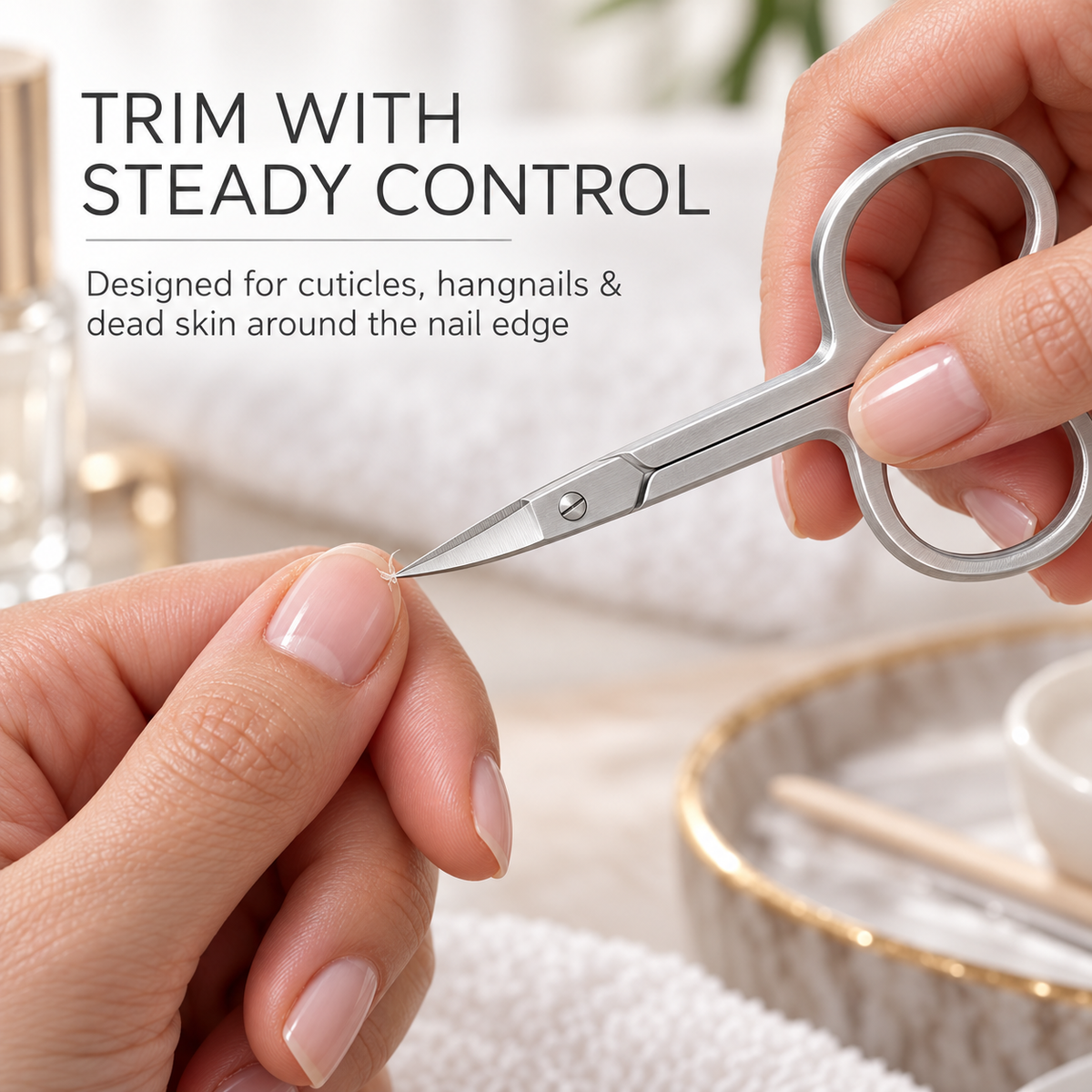 Professional Cuticle Scissors – Curved Stainless Steel Blades