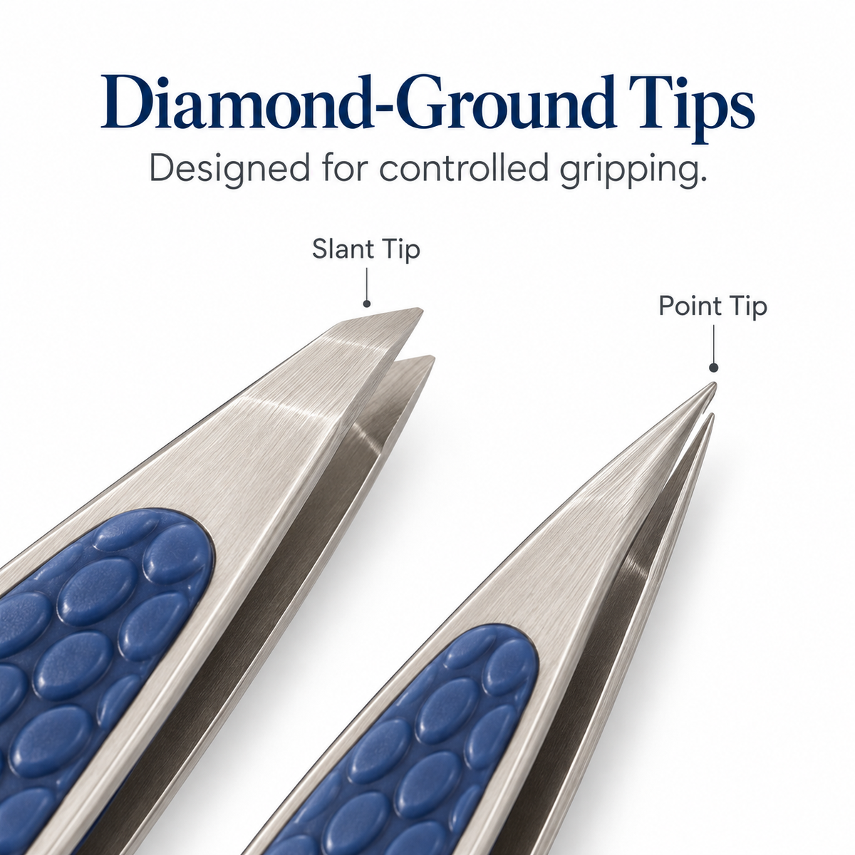 Slant & Point Tip Tweezer Set – 2 Pack Stainless Steel Comfort Grip