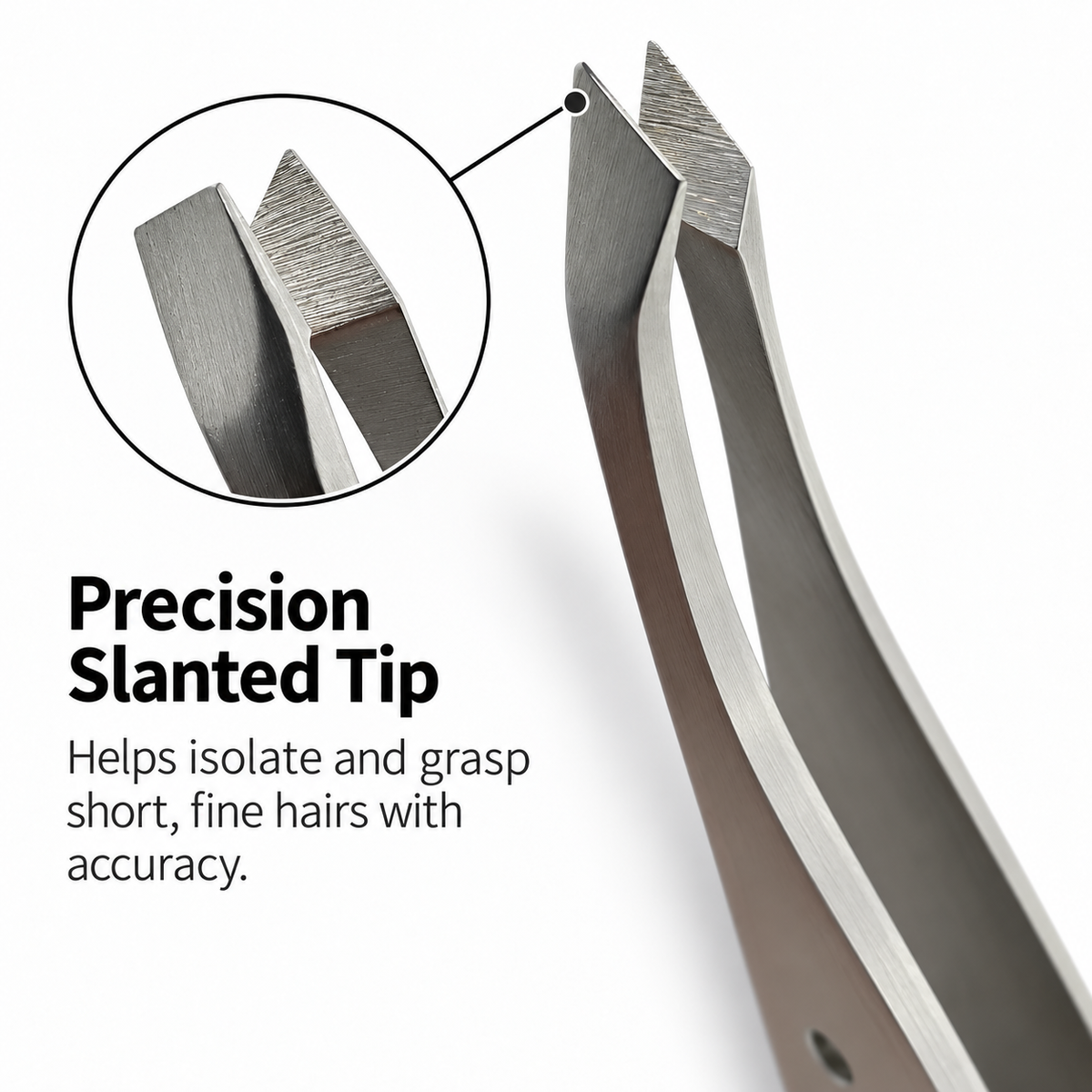 Angled Tip Tweezer for Eyeglass Wearers – Stainless Steel Brow Tweezer