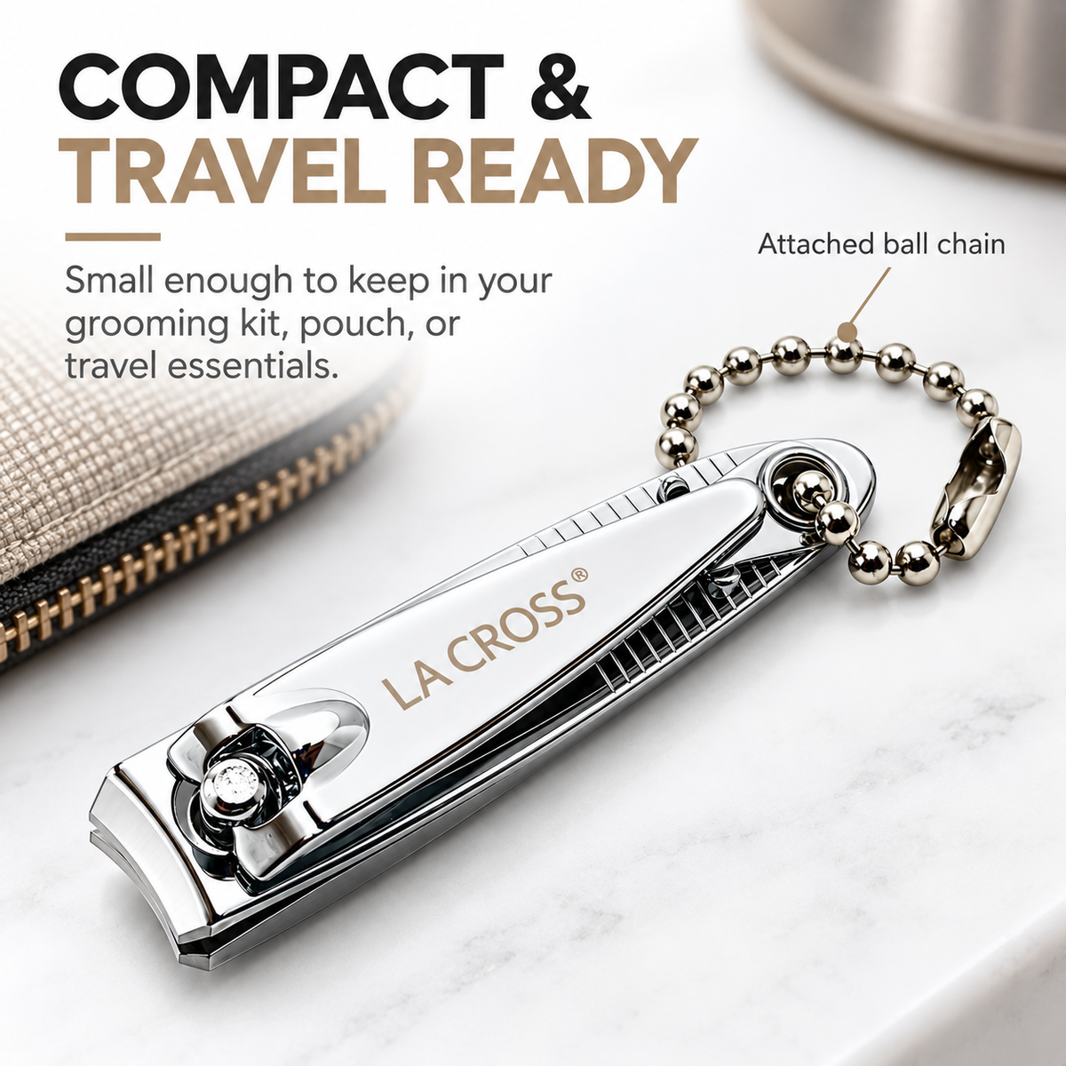 Fingernail Clipper with Nail File & Chain – Carbon Steel Nail Cutter