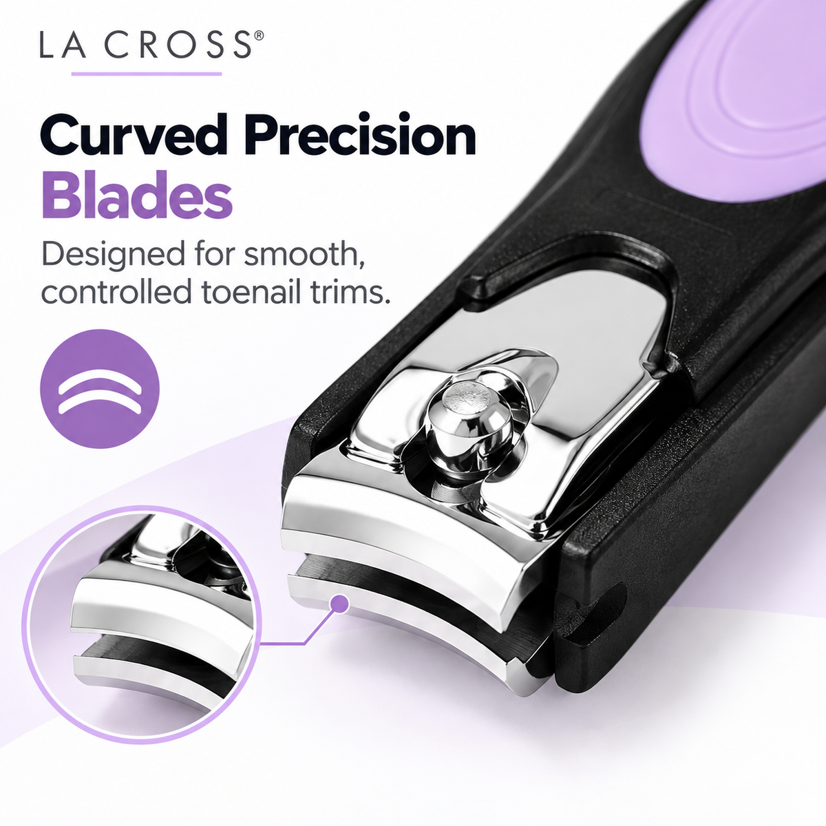 Toenail Clipper with Catcher – Comfort Grip, Curved Stainless Steel Blades