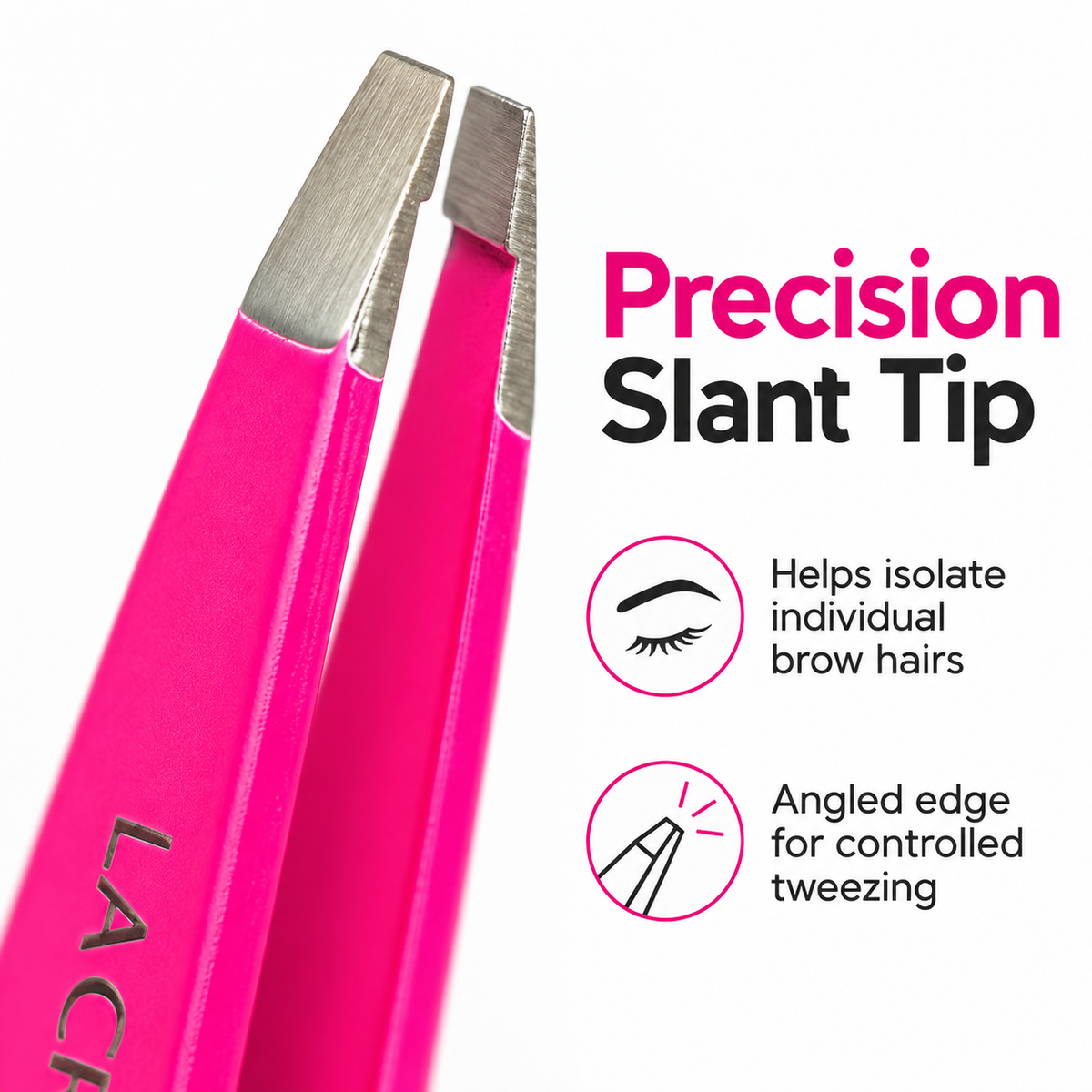 Slant Tip Tweezer with Brow Brush – 2-in-1 Eyebrow Grooming Tool