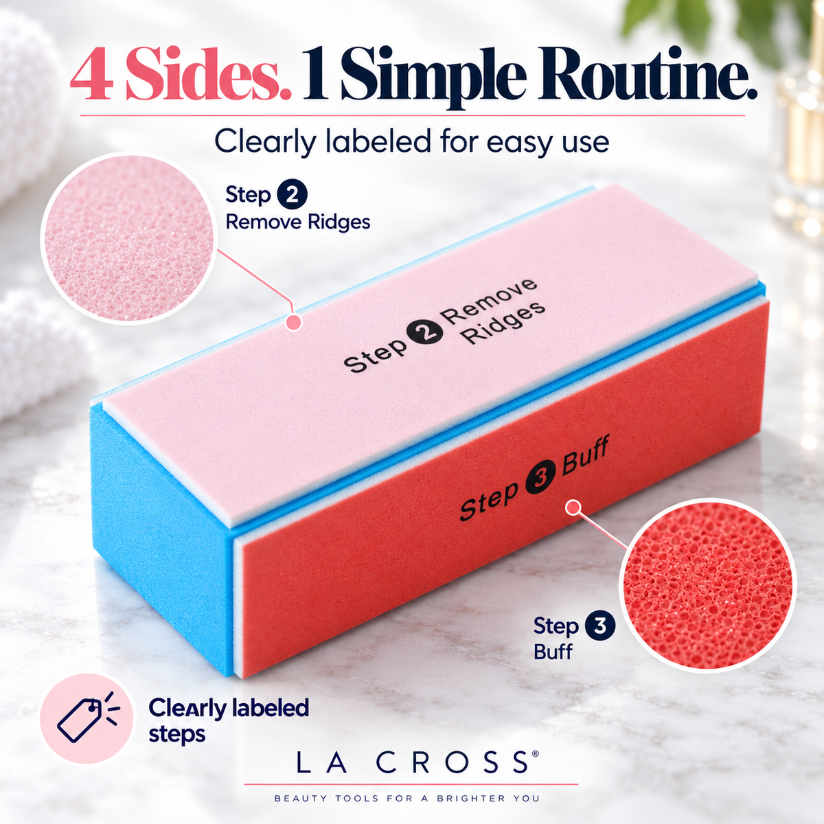 4-Way Nail Buffer Block – Shape, Smooth, Buff & Shine Natural Nails