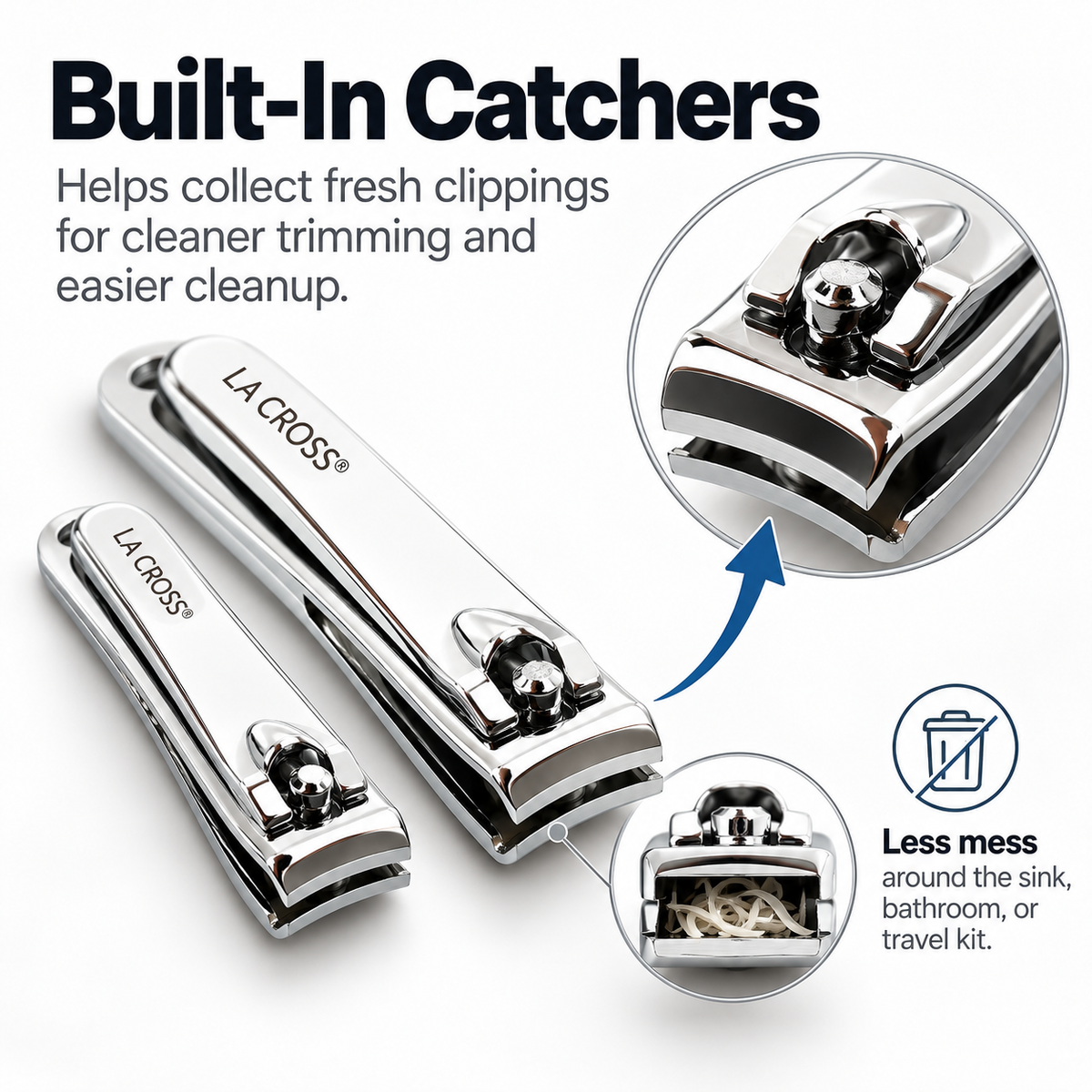 Nail Clipper Set with Catchers – Fingernail & Toenail Clippers, 2 Piece