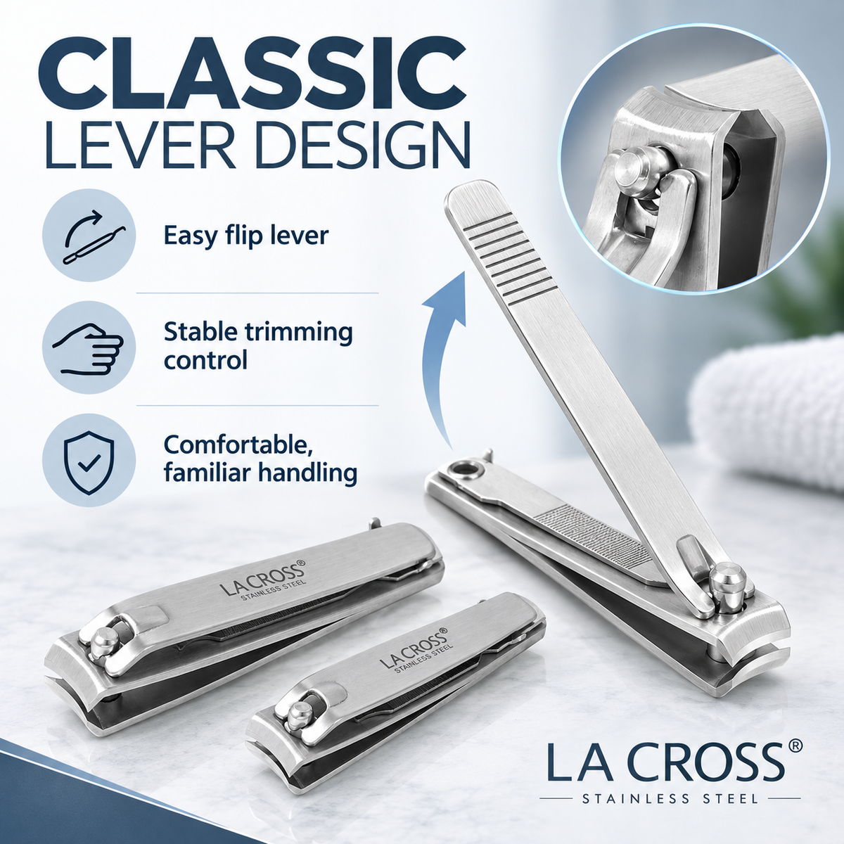 Deluxe Nail Clipper Set – Fingernail & Toenail Clippers with Nail File