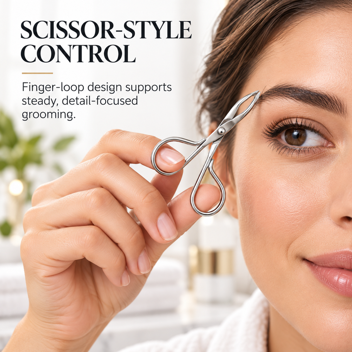Scissor-Handle Tweezer – Slant Tip Stainless Steel Brow Tweezer