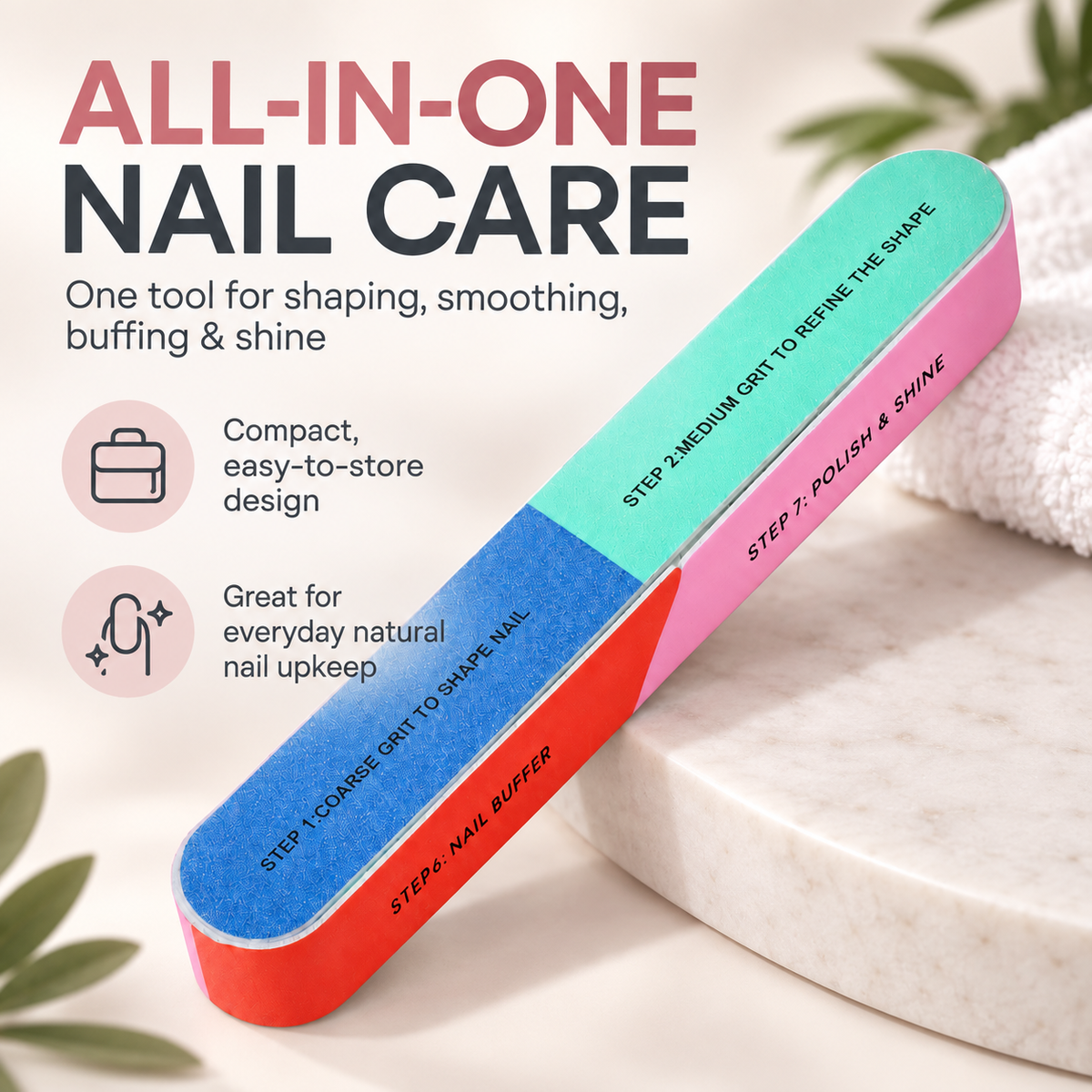 7-Way Nail Buffer – Shape, Smooth, Buff & Shine Natural Nails