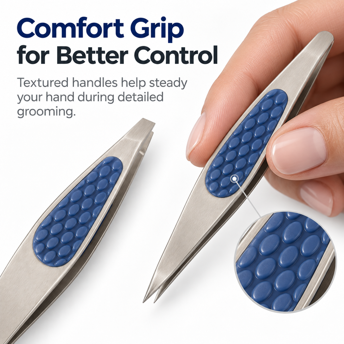 Slant & Point Tip Tweezer Set – 2 Pack Stainless Steel Comfort Grip