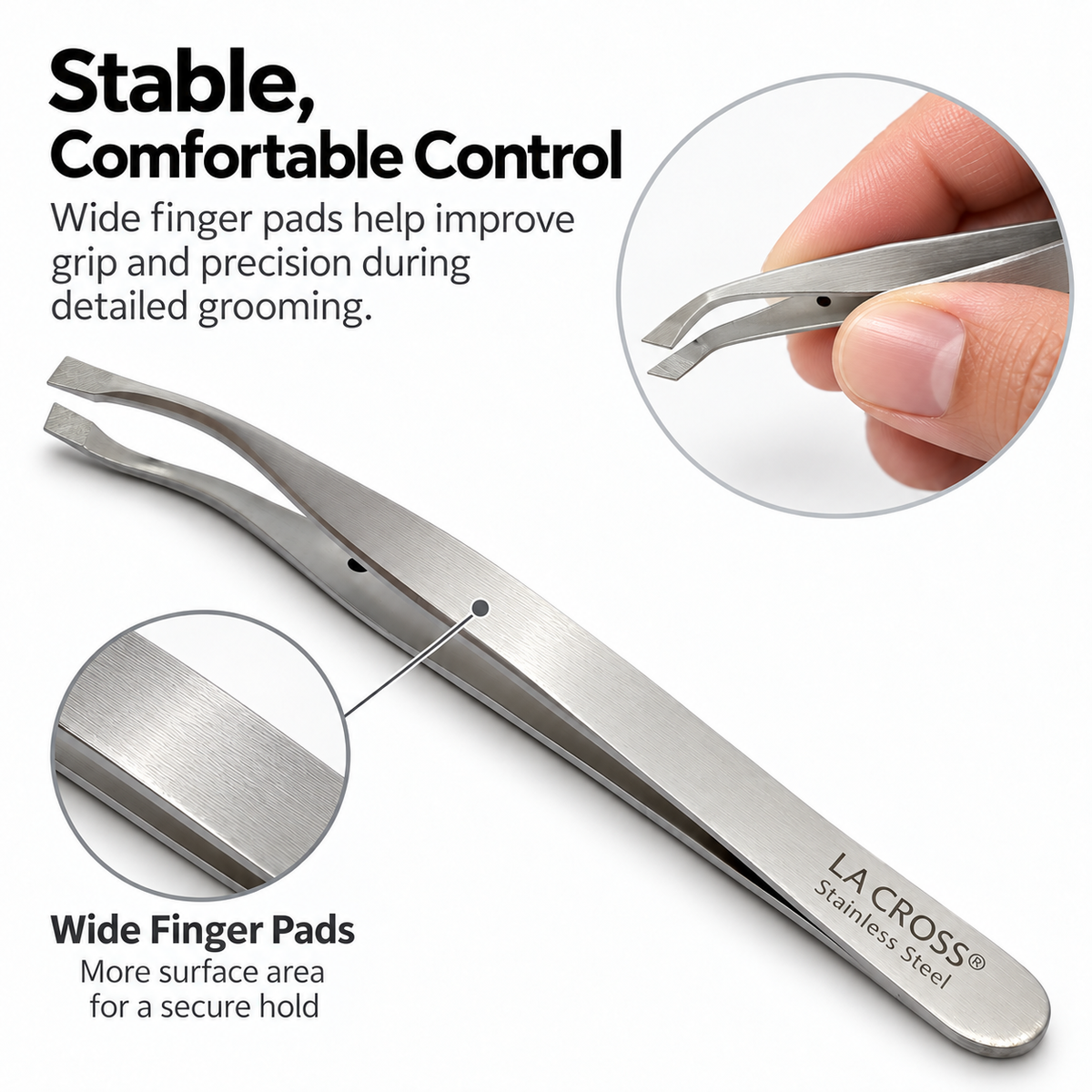 Angled Tip Tweezer for Eyeglass Wearers – Stainless Steel Brow Tweezer