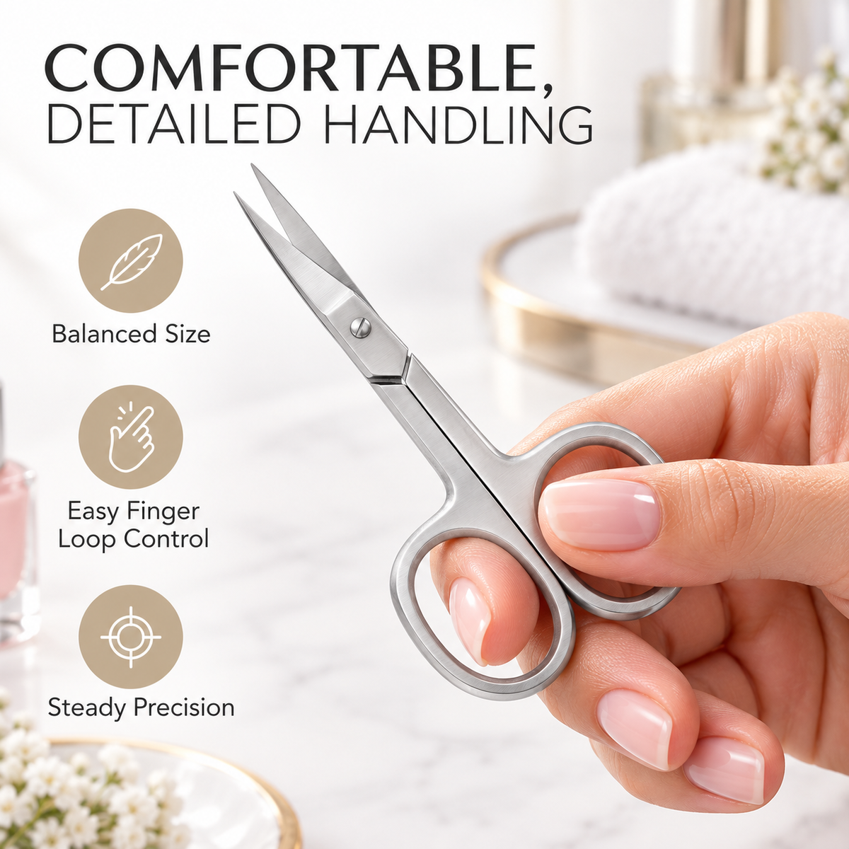 Professional Cuticle Scissors – Curved Stainless Steel Blades