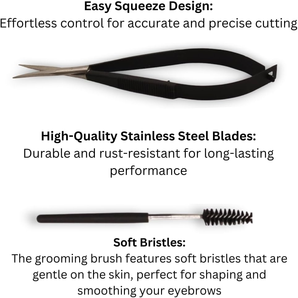 Easy Squeeze Eyebrow Scissors with Brush Infograph By La Cross
