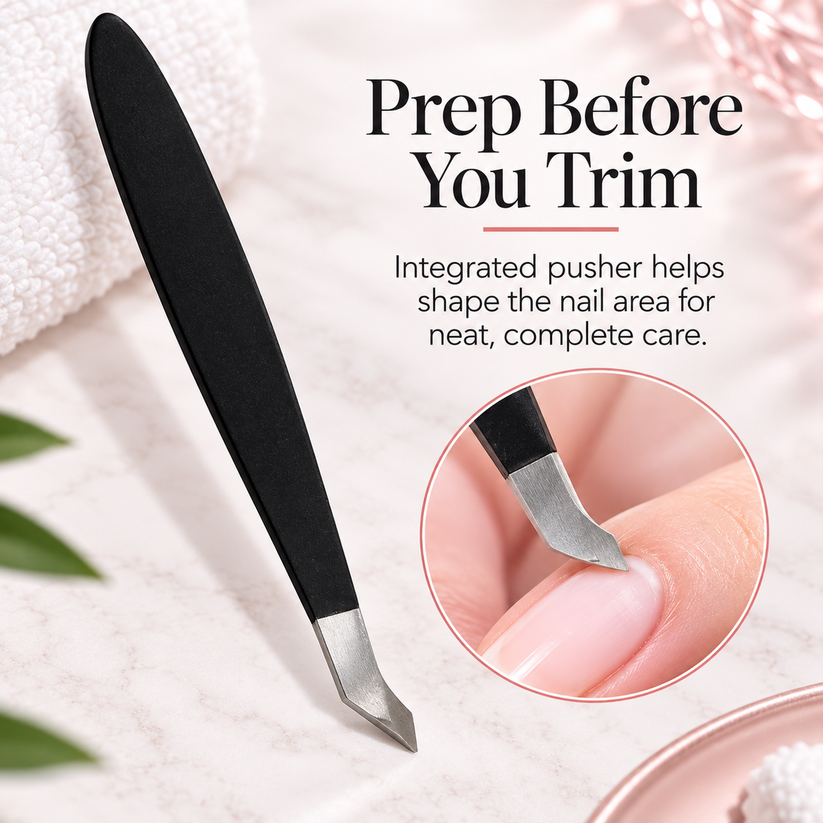 Cuticle Nipper with Pusher – 2-in-1 Stainless Steel Manicure Tool