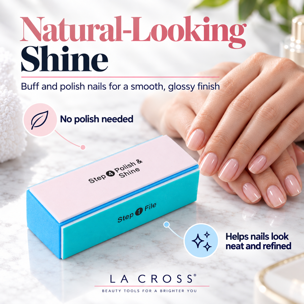 4-Way Nail Buffer Block – Shape, Smooth, Buff & Shine Natural Nails