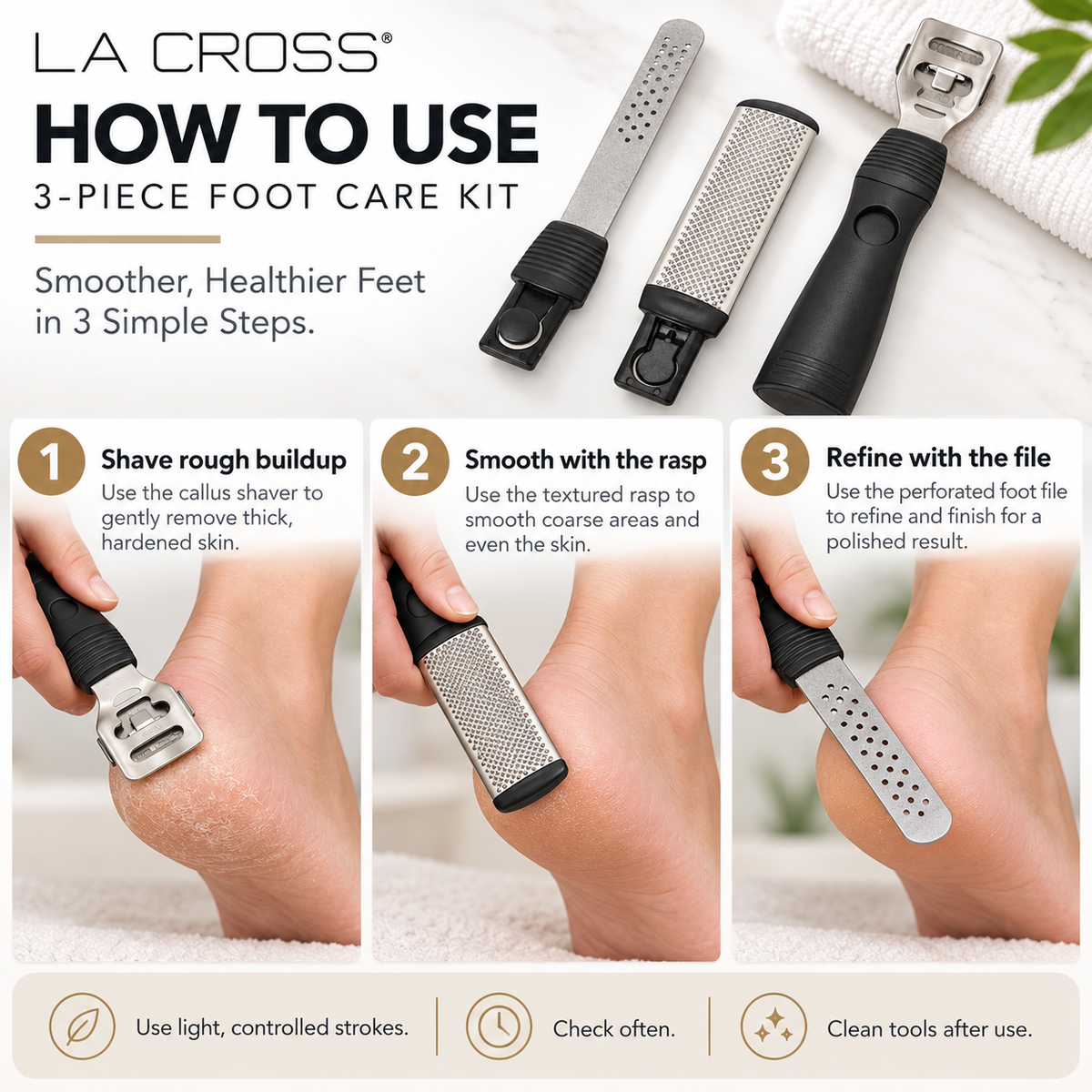 3-Piece Foot Care Kit – Callus Shaver, Foot Rasp & File