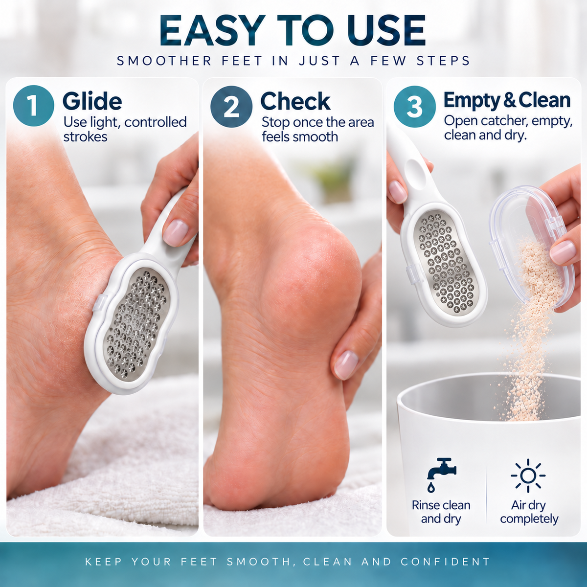 Foot Callus Remover with Catcher – Stainless Steel Pedicure Rasp