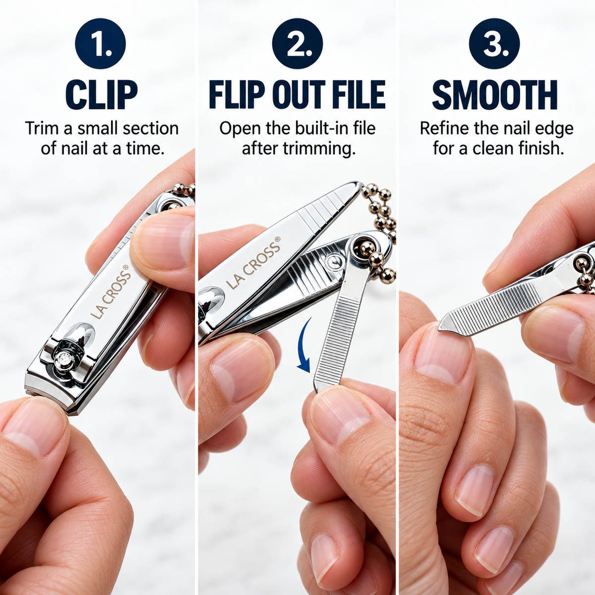 Fingernail Clipper with Nail File & Chain – Carbon Steel Nail Cutter
