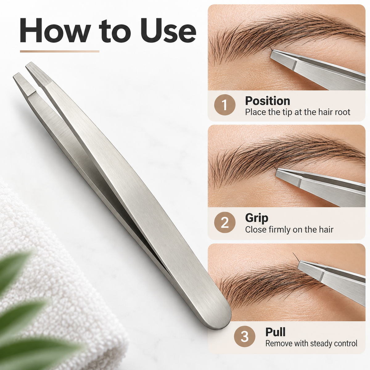 Straight Tip Tweezer – Stainless Steel Precision Brow Tweezer