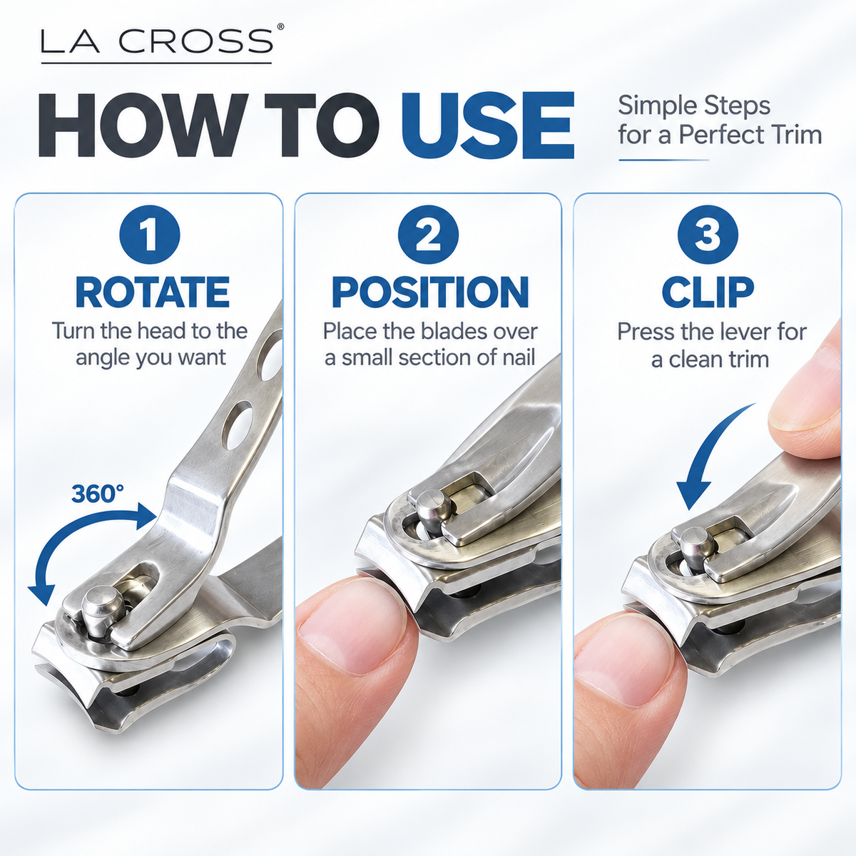 360° Rotating Nail Clipper – Stainless Steel Fingernail & Toenail Clipper