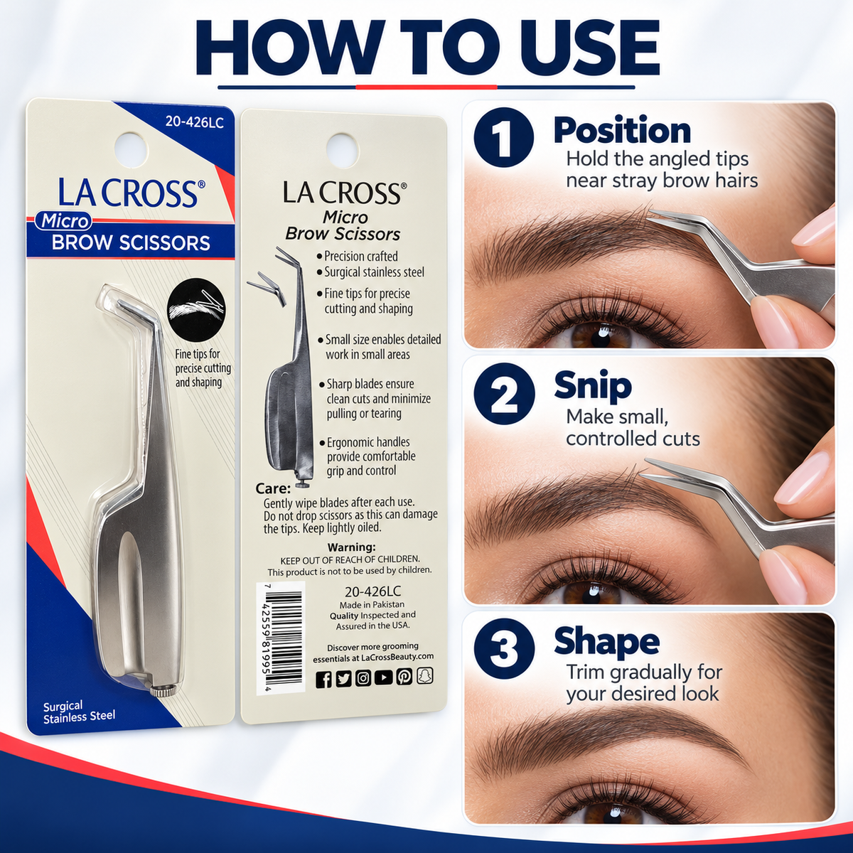 Micro Brow Scissors – Precision Eyebrow Trimming, Surgical Stainless Steel