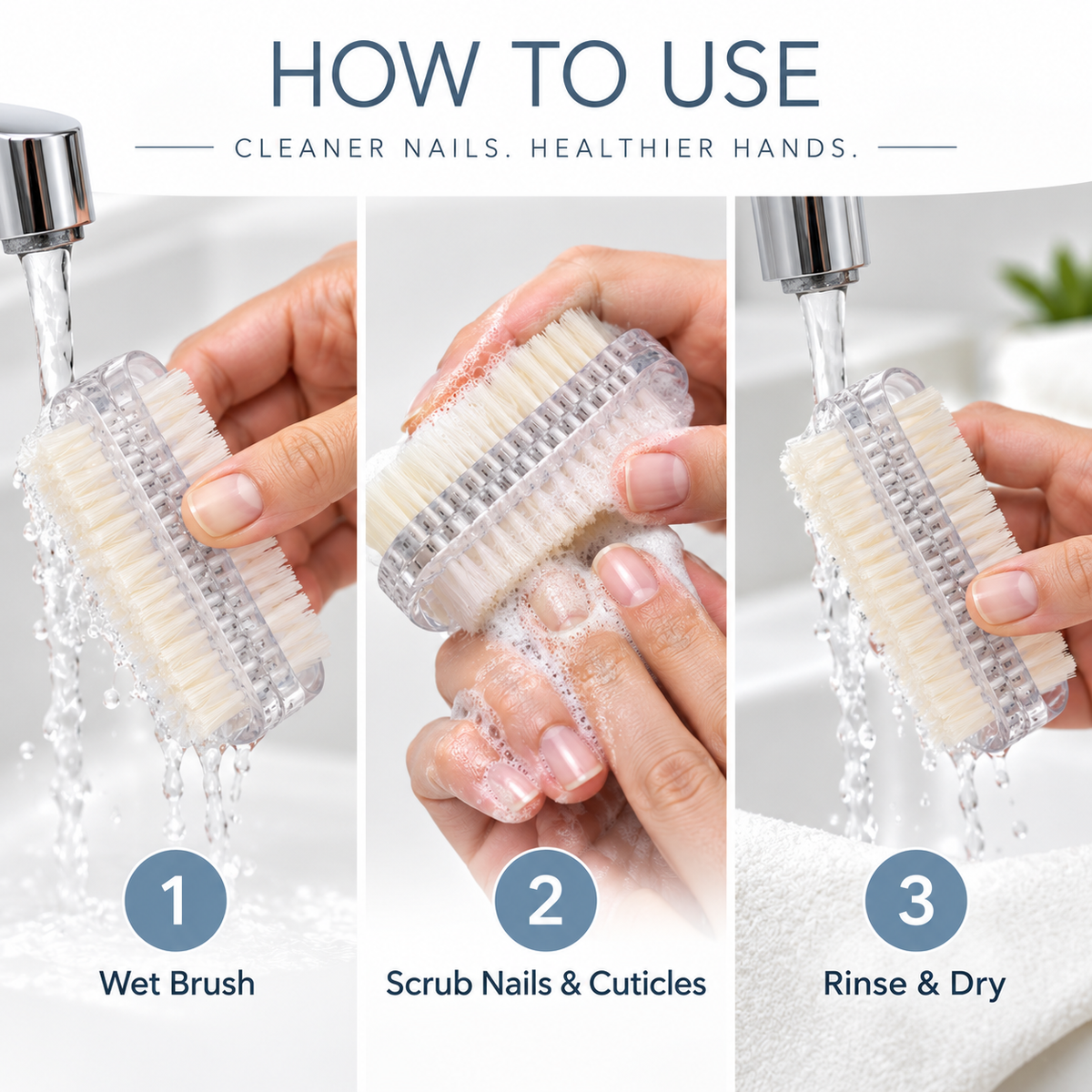 Double-Sided Nail Brush – Soft & Firm Bristles for Nail Cleaning
