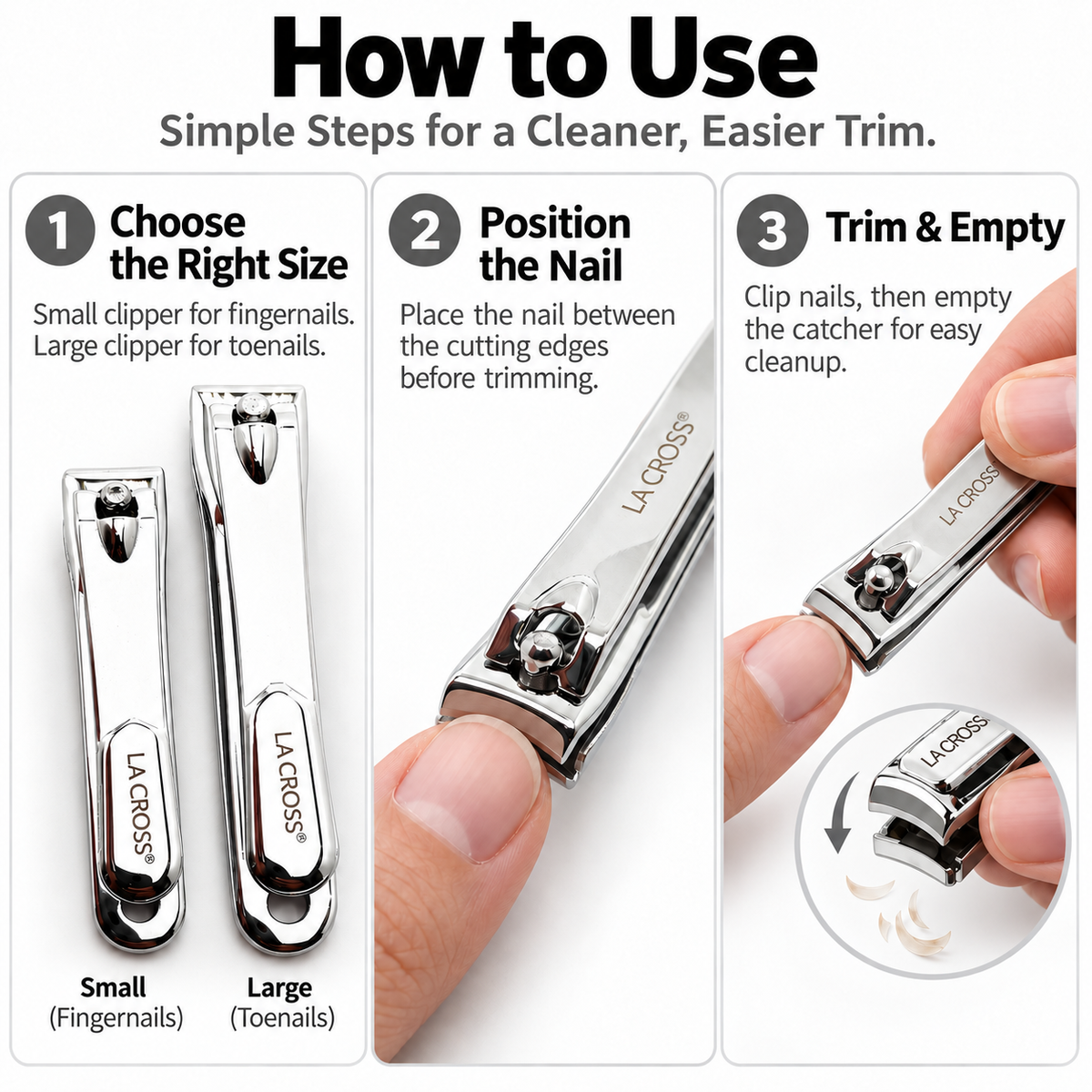Nail Clipper Set with Catchers – Fingernail & Toenail Clippers, 2 Piece