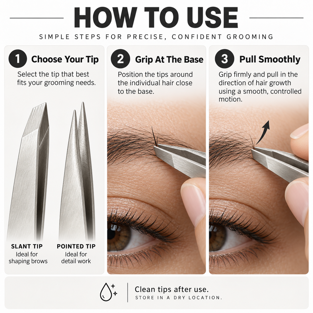 Slant & Pointed Tip Tweezer Set – 2 Pack Stainless Steel Precision Tweezers