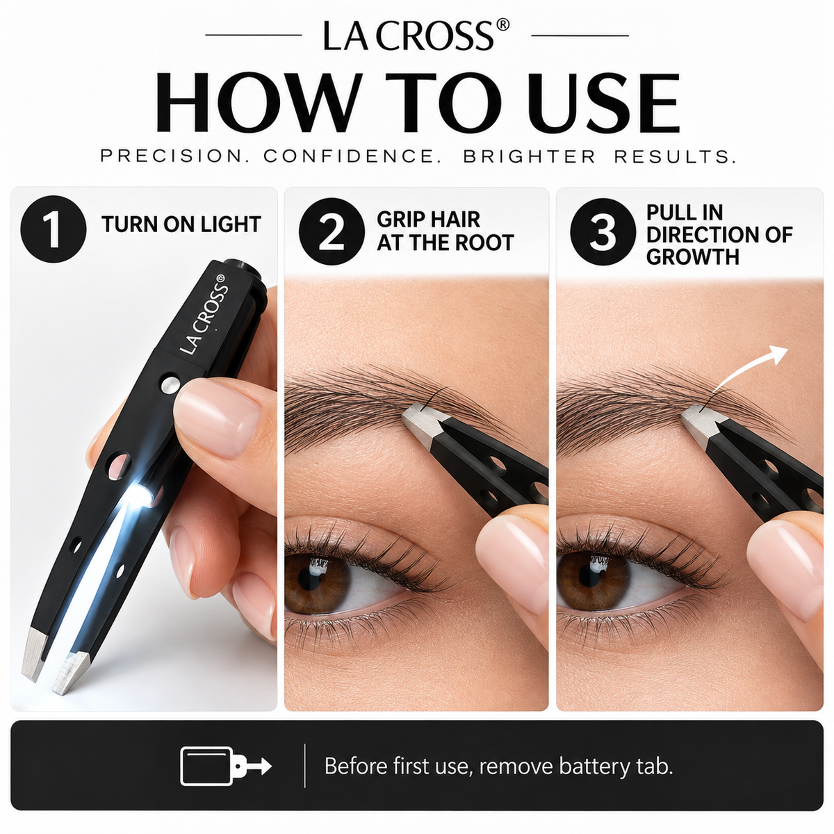 LED Light Slant Tip Tweezer – Illuminated Eyebrow Grooming Tool