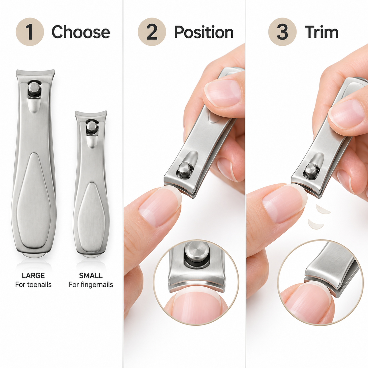 Nail Clipper Set for Fingernails & Toenails – Stainless Steel Twin Pack, Curved Blades