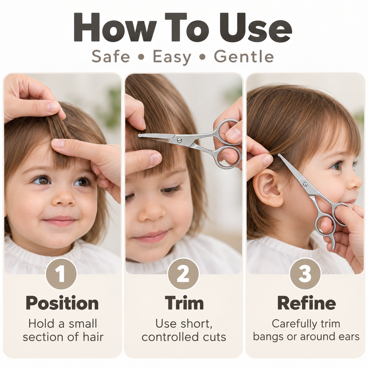 BabySafe Hair Scissors – Rounded Safety Tips, Stainless Steel