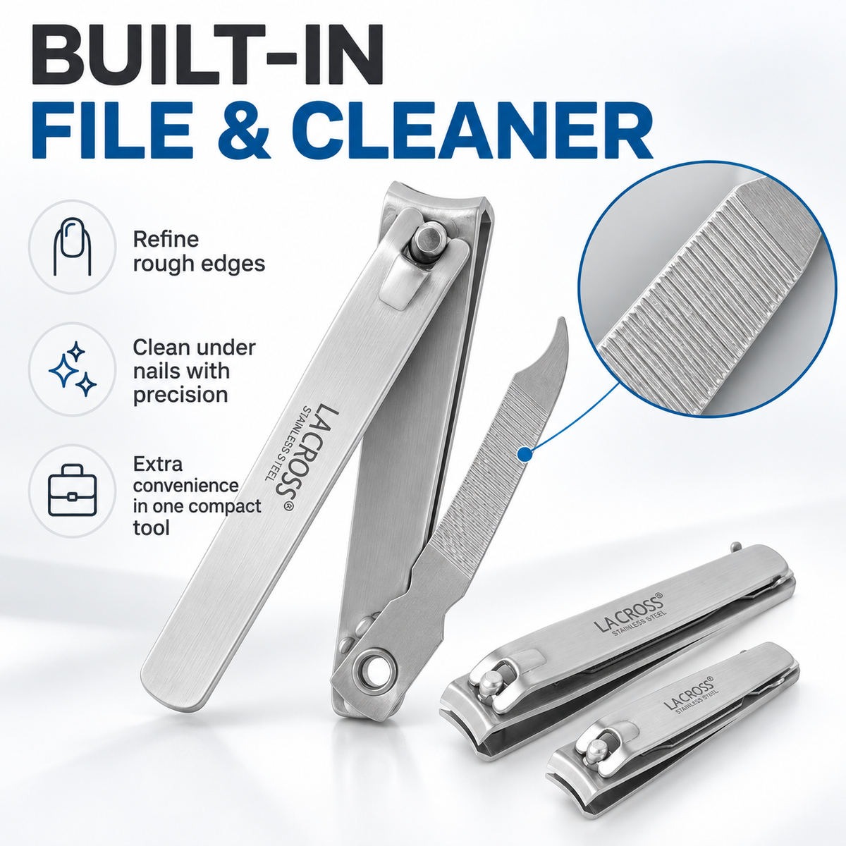 Deluxe Nail Clipper Set – Fingernail & Toenail Clippers with Nail File