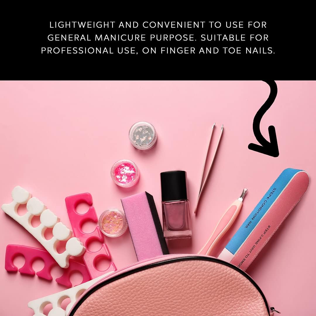 La Cross 7-Way Nail Buffer placed next to makeup and nail tools in a beauty flat lay for home use