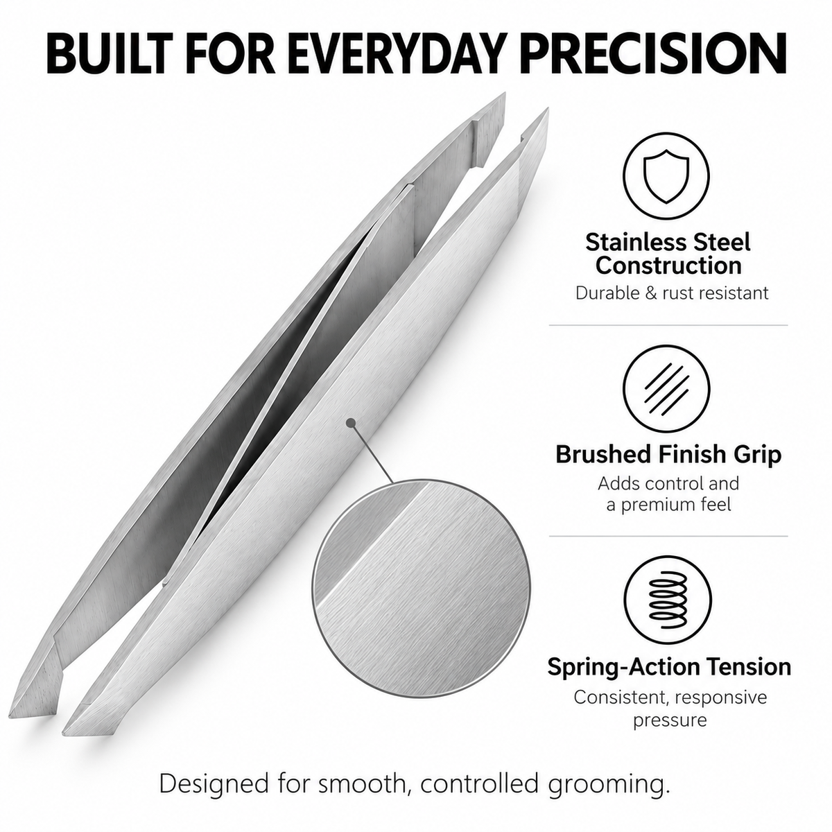 Dual-Ended Tweezer – Slant & Straight Tip Stainless Steel