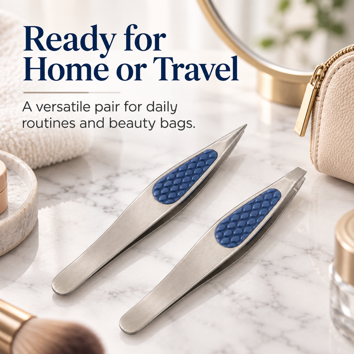 Slant & Point Tip Tweezer Set – 2 Pack Stainless Steel Comfort Grip