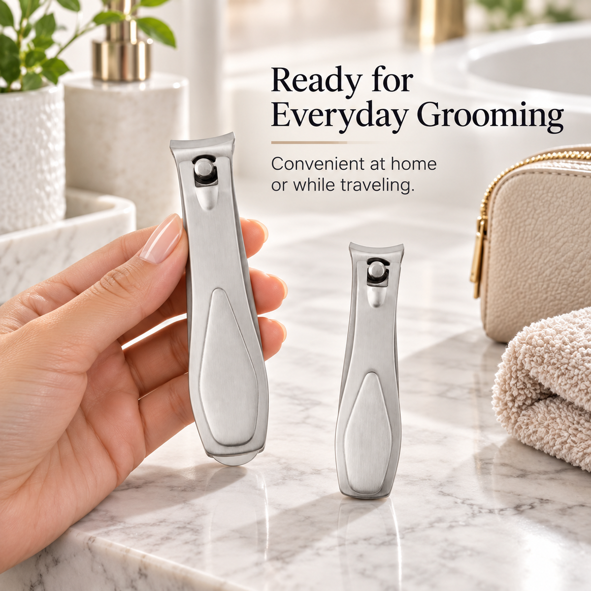 Nail Clipper Set for Fingernails & Toenails – Stainless Steel Twin Pack, Curved Blades