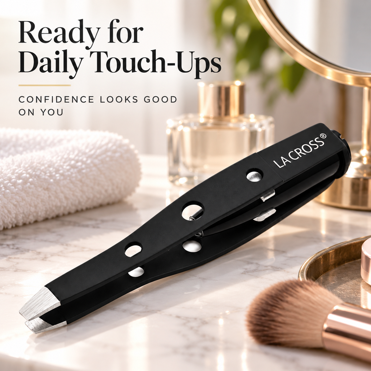 LED Light Slant Tip Tweezer – Illuminated Eyebrow Grooming Tool