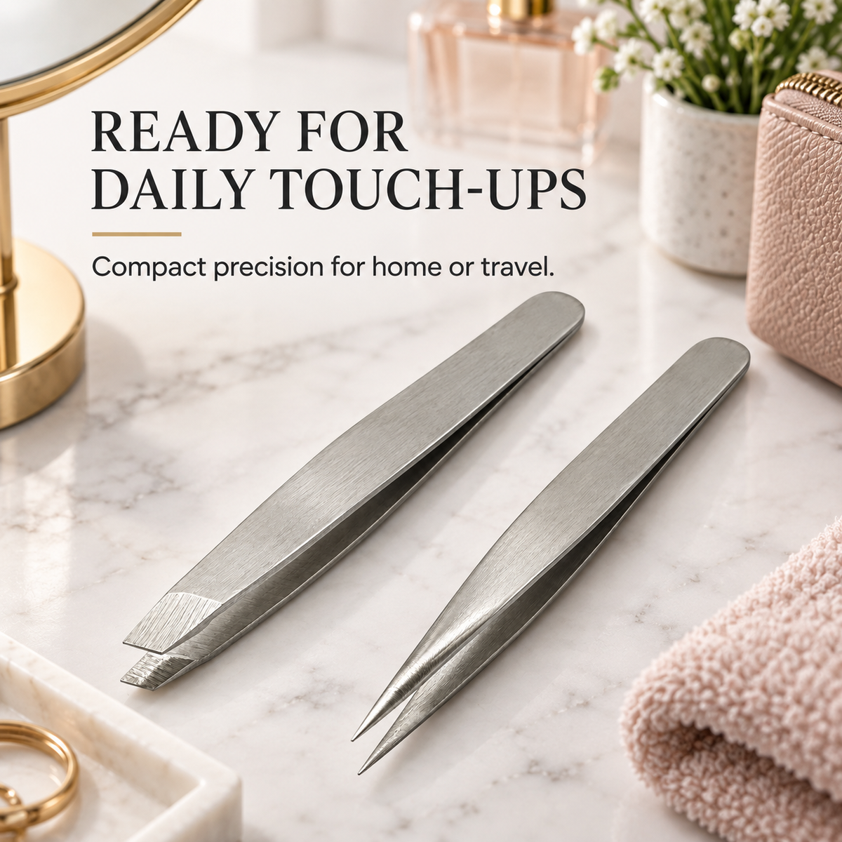 Slant & Pointed Tip Tweezer Set – 2 Pack Stainless Steel Precision Tweezers