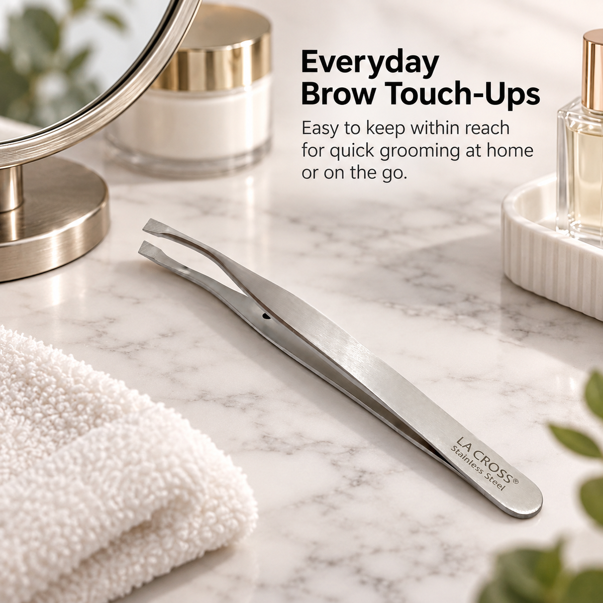 Angled Tip Tweezer for Eyeglass Wearers – Stainless Steel Brow Tweezer