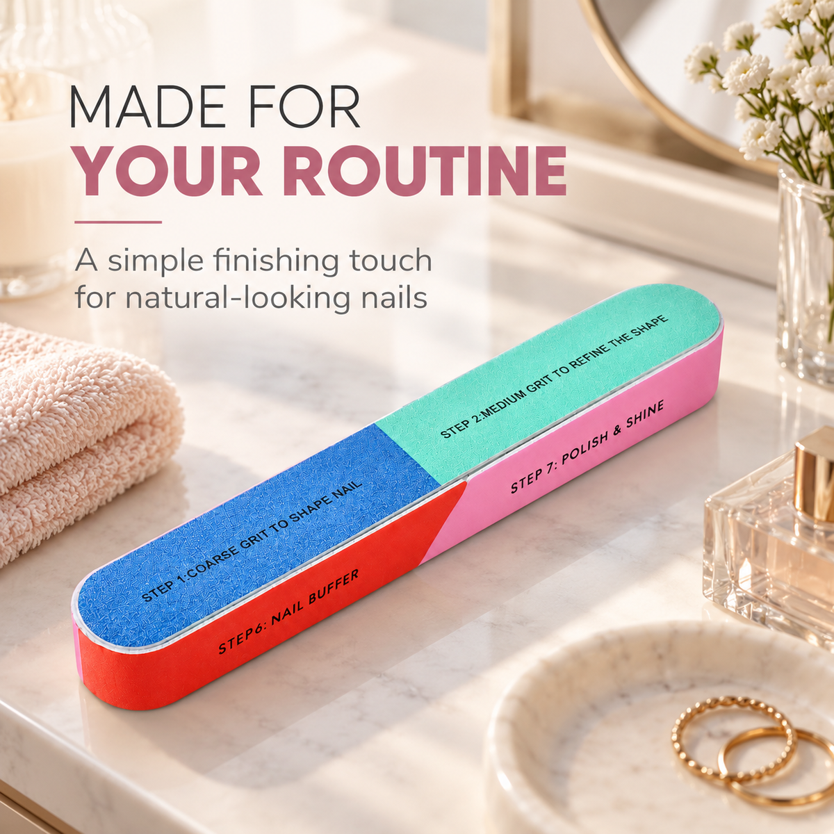 7-Way Nail Buffer – Shape, Smooth, Buff & Shine Natural Nails