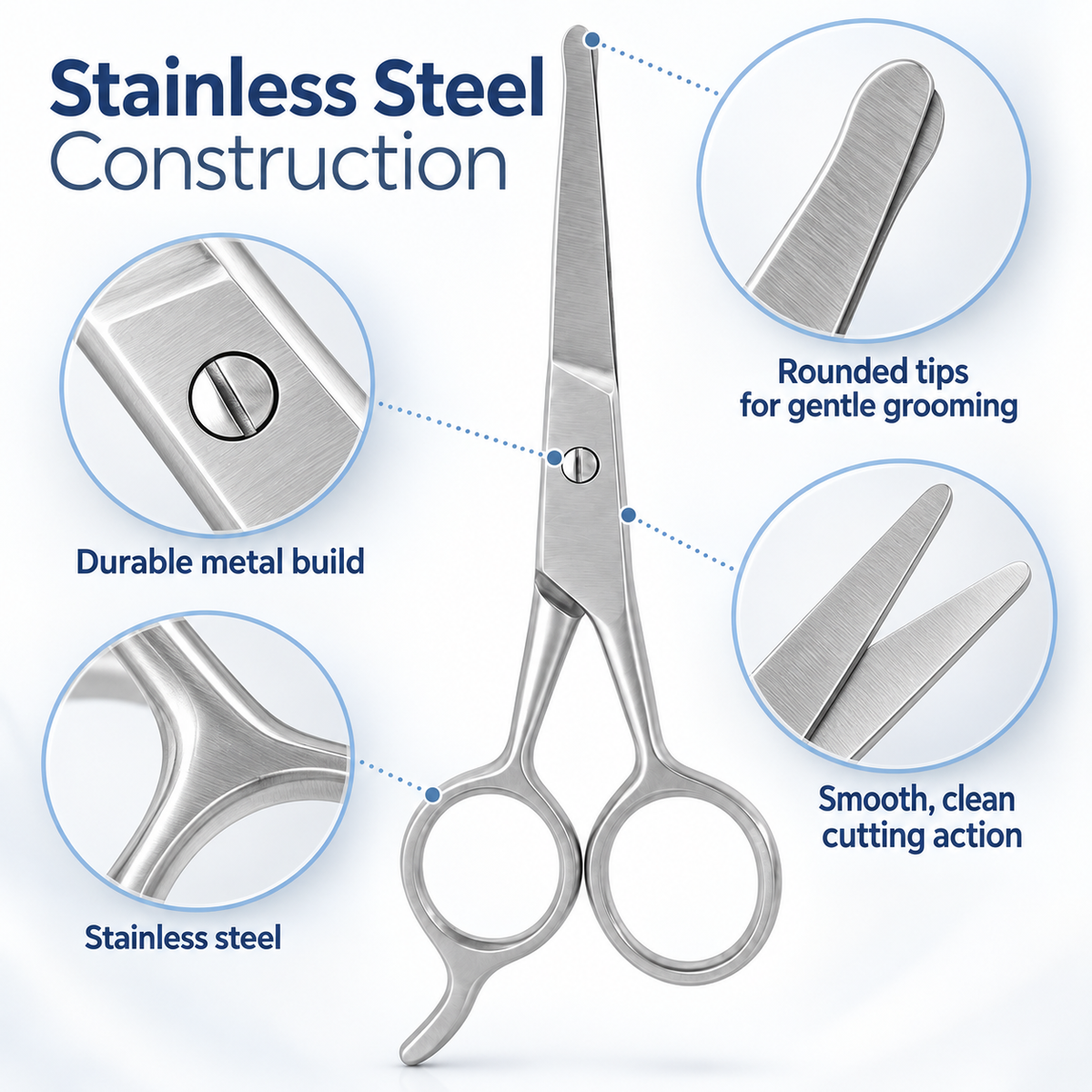BabySafe Hair Scissors – Rounded Safety Tips, Stainless Steel