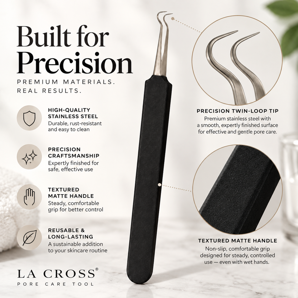 Blackhead Remover Tool – Dual-End Stainless Steel Pore Extractor
