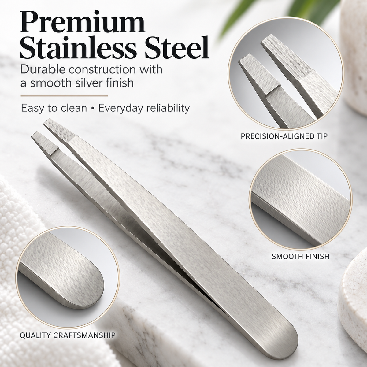 Straight Tip Tweezer – Stainless Steel Precision Brow Tweezer