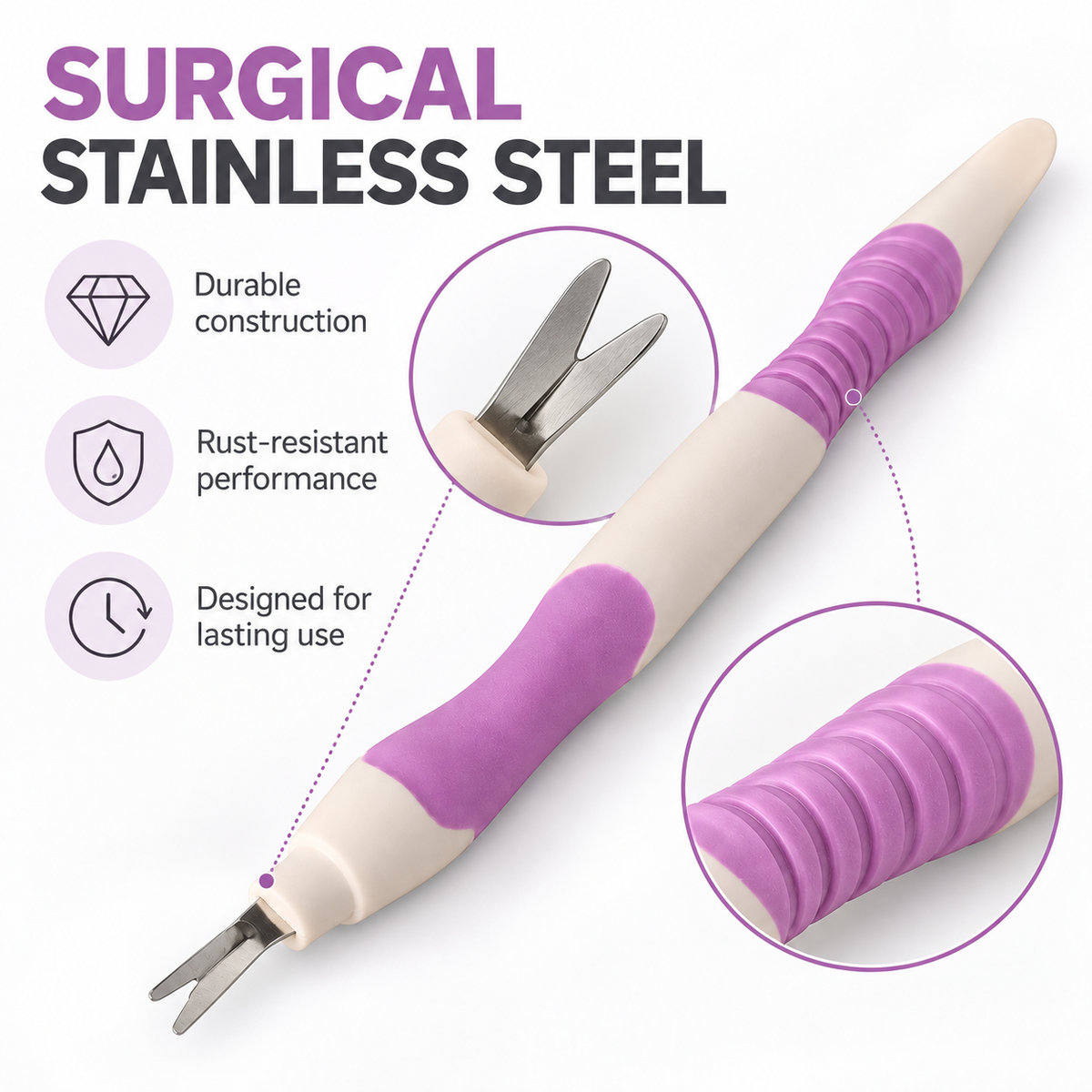 Dual-End Cuticle Remover & Pusher – Comfort Grip Surgical Stainless Steel