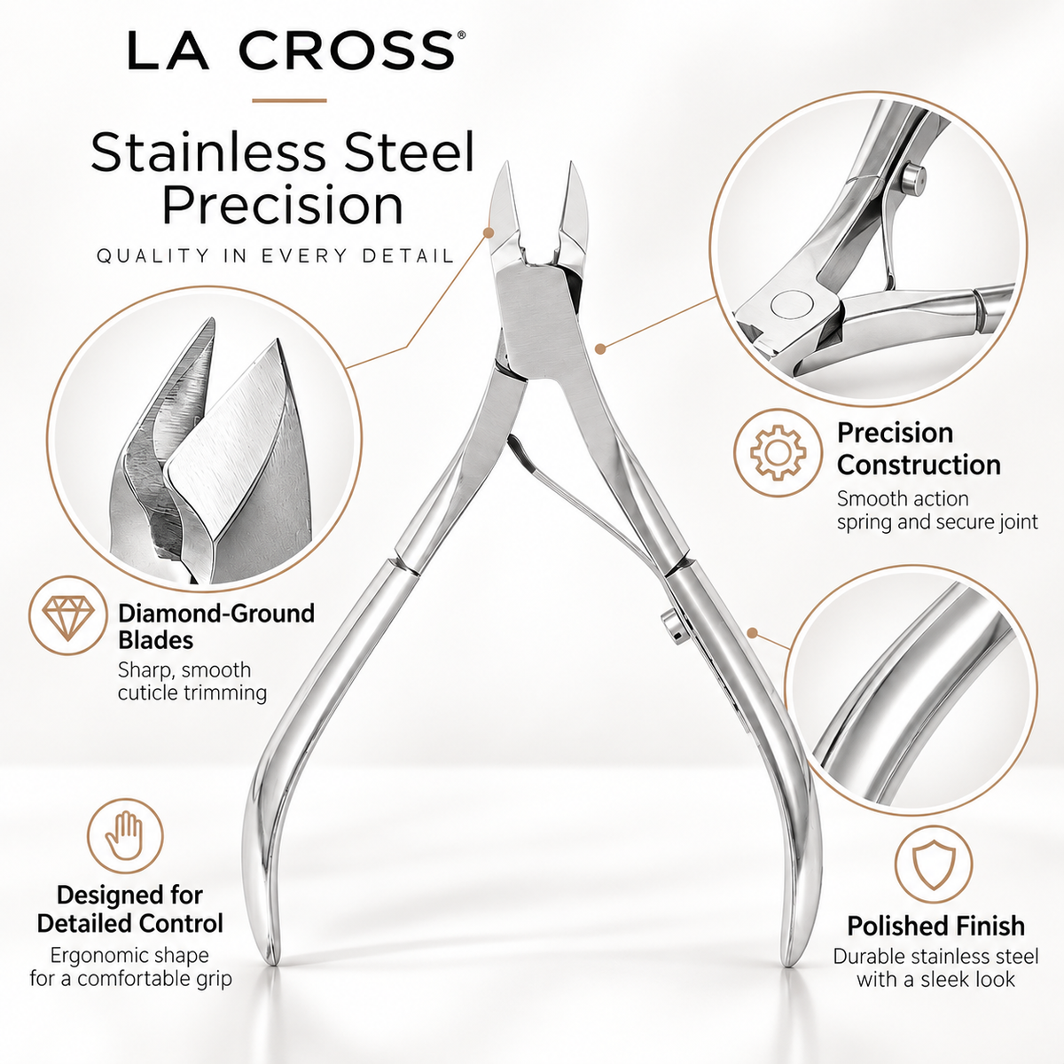 Professional Cuticle Nipper – Stainless Steel Diamond-Ground Blades