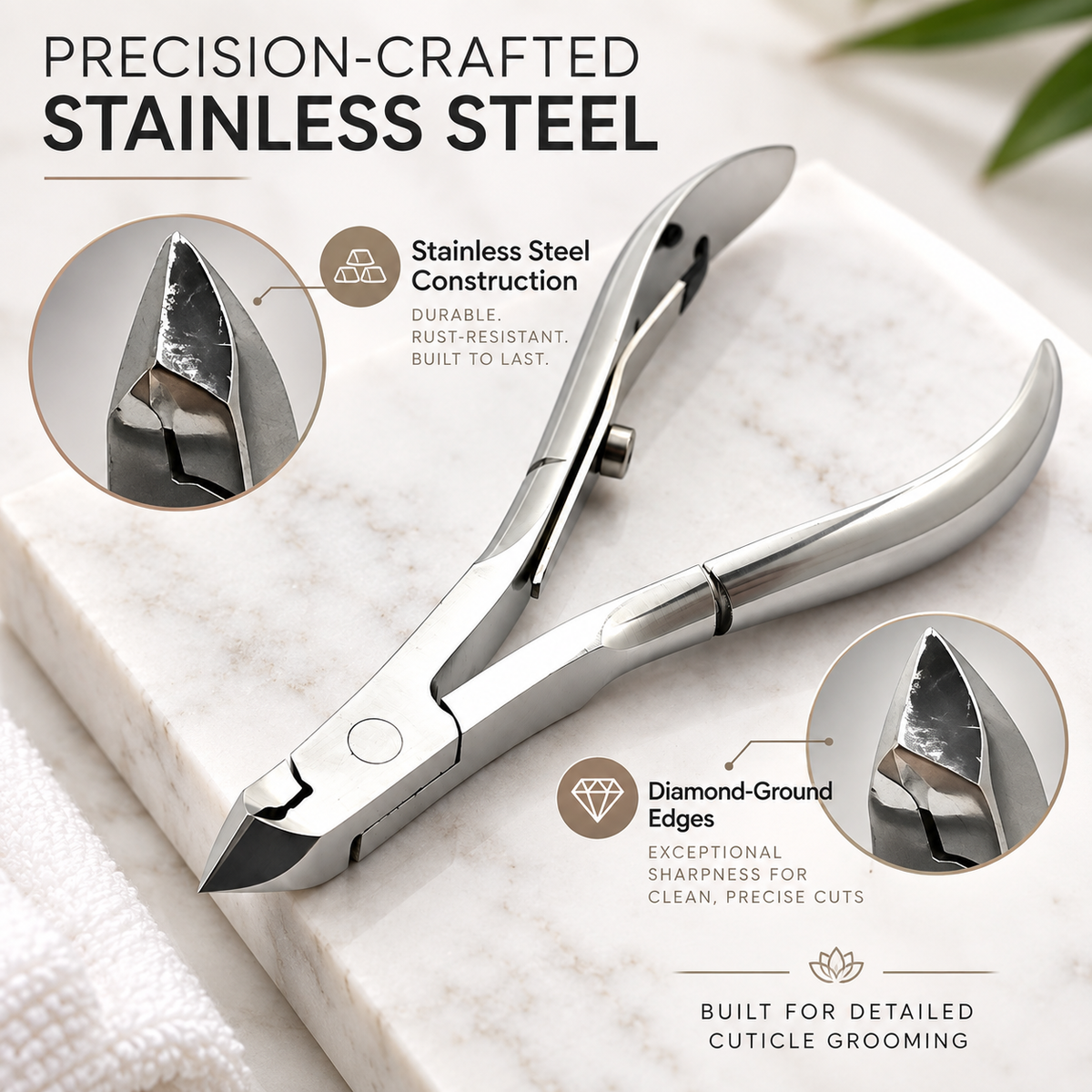 Half Jaw Cuticle Nipper – Stainless Steel Diamond-Ground Edges