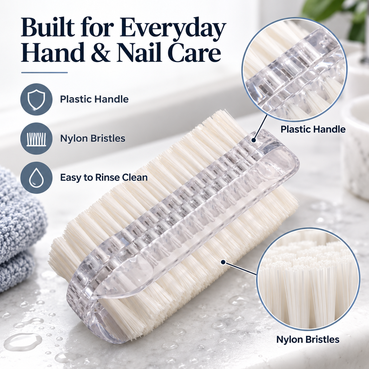 Double-Sided Nail Brush – Soft & Firm Bristles for Nail Cleaning