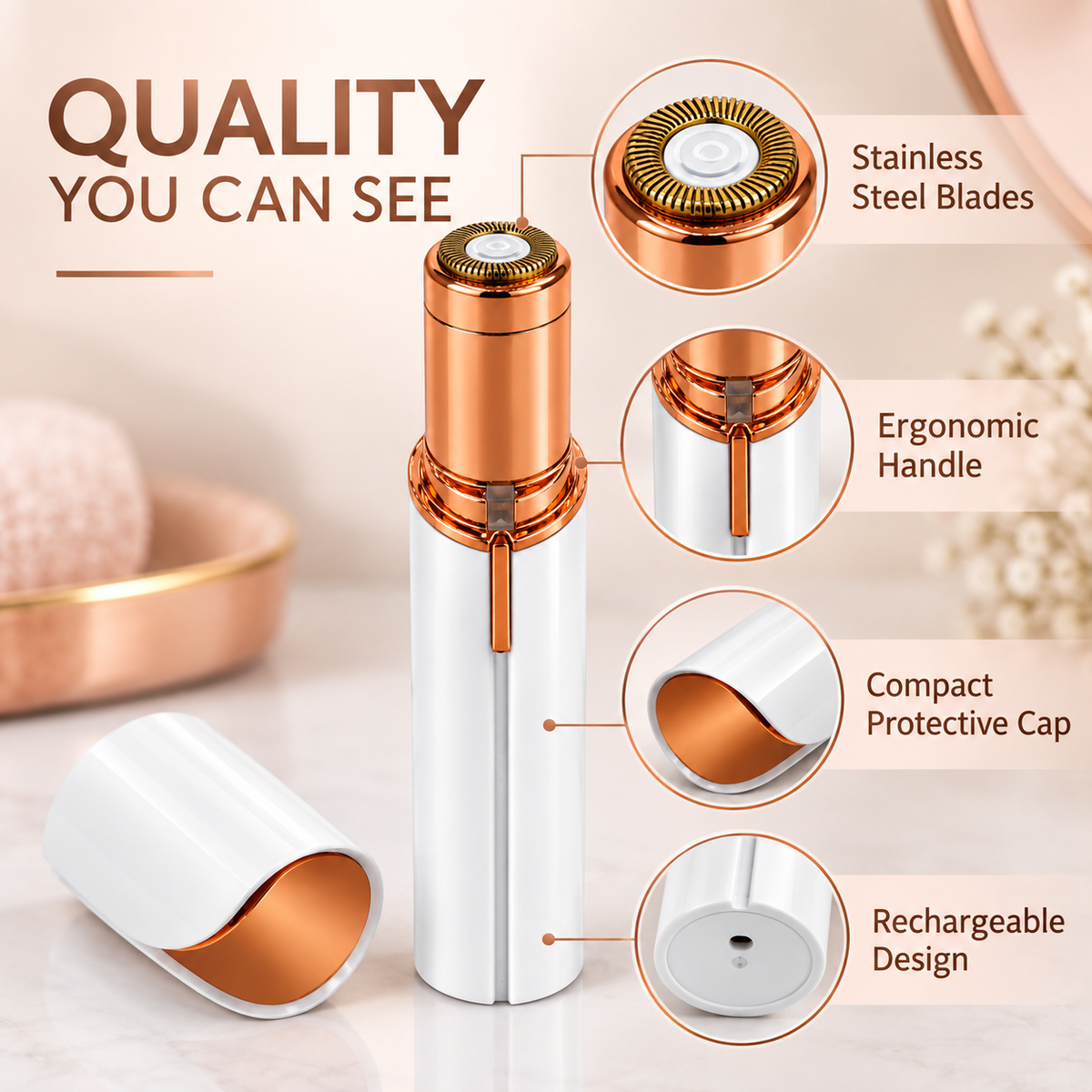 Facial Hair Remover for Women – Rechargeable LED Tool for Peach Fuzz