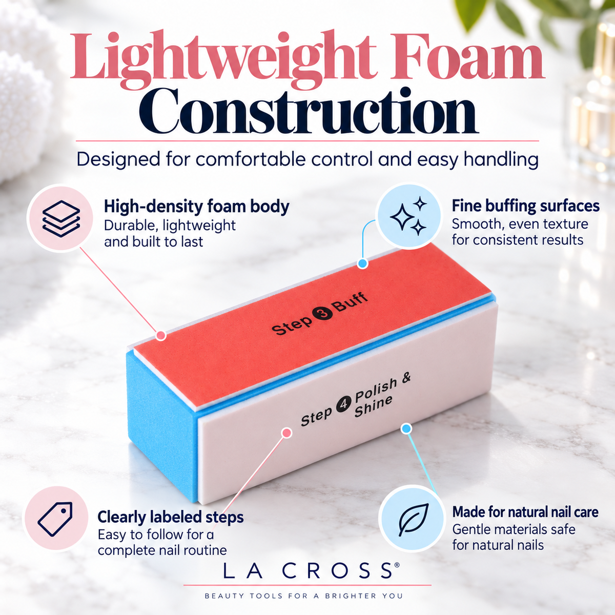 4-Way Nail Buffer Block – Shape, Smooth, Buff & Shine Natural Nails