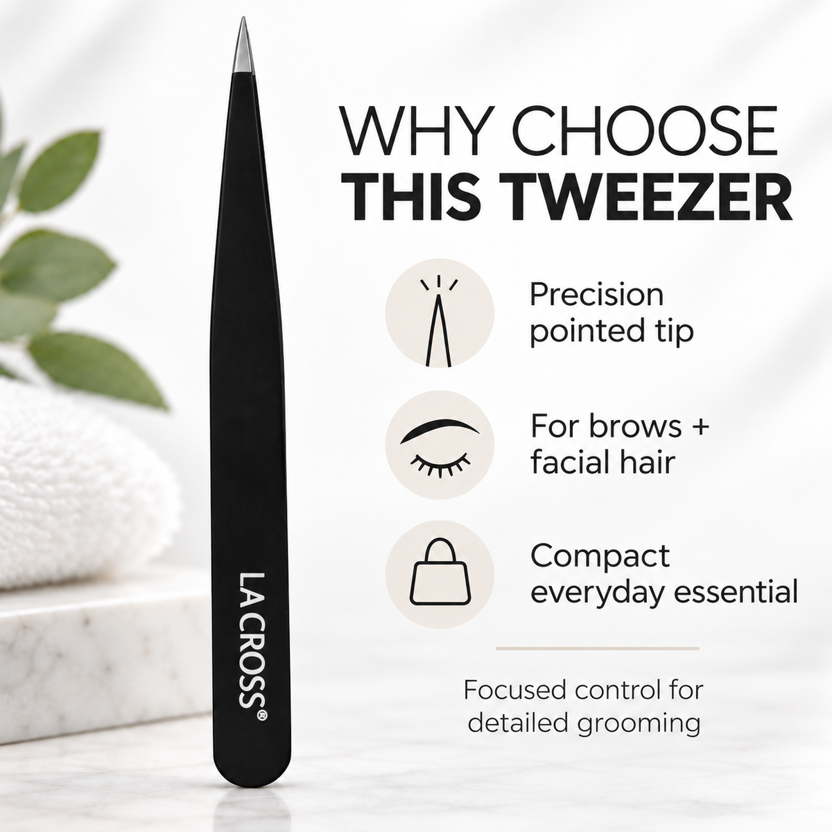 Expert Pointed Tip Tweezer – Stainless Steel Eyebrow & Facial Hair Tweezer