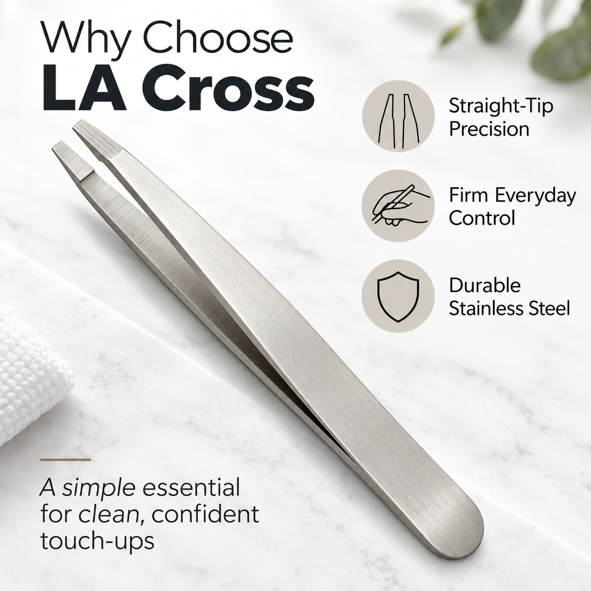 Straight Tip Tweezer – Stainless Steel Precision Brow Tweezer